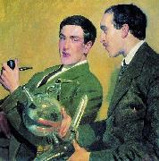 Boris Kustodiev Kapitsa and Semenov Germany oil painting artist